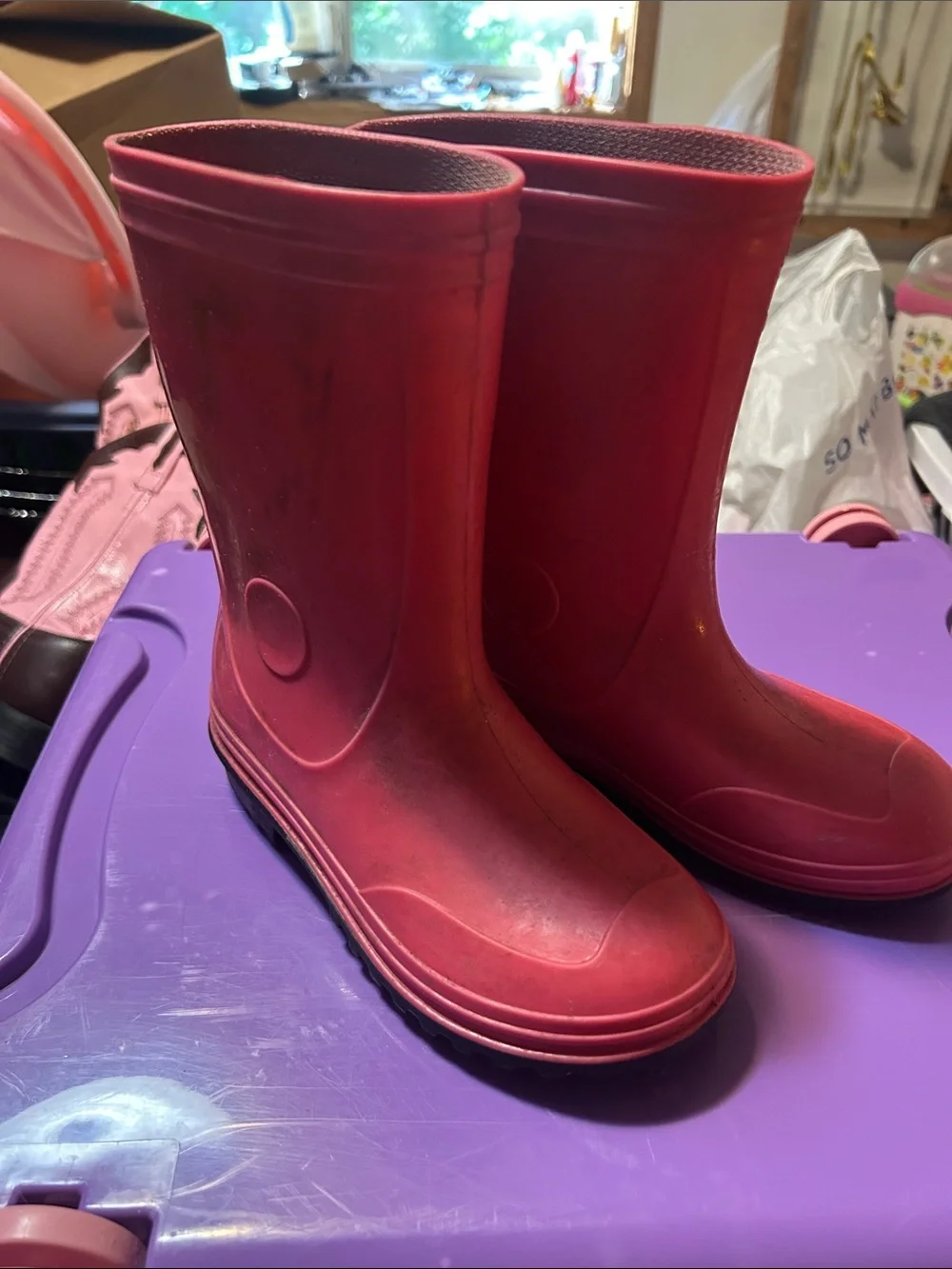Children's Pink Rubber Rain Boots